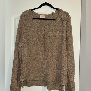Cozy Knit Popcorn Sweater in Tan
